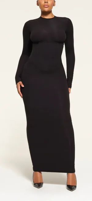 SKIMS Fits Everybody Corset Long Sleeve Dress in Onyx Large Sold Out NWT thumbnail 1