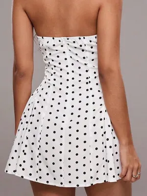Amazon Black & White Polka for halter mini dress medium thumbnail 3