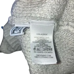 Obey grey & white v-neck triangle patterned cardigan sweater Small academia #749 thumbnail 8