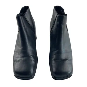 Impo Katrina Black Leather‎ Square Toe Block Heel Ankle Boots Womens 9B Stretch thumbnail 2
