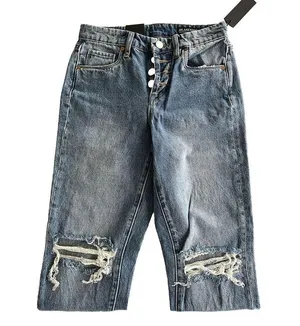 BlankNYC Denim Jeans Button Fly Crop High Rise Blue Distressed Women’s 24 Ripped thumbnail 4