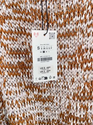 Zara Brown and White Knit Blouse Small thumbnail 6
