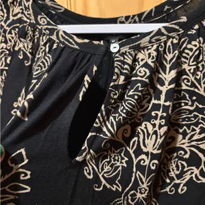 Lucky Brand black and beige floral print peasant blouse M NWT thumbnail 3
