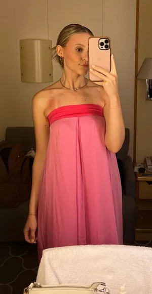 Aakaa Pink Strapless Maxi Dress thumbnail 1