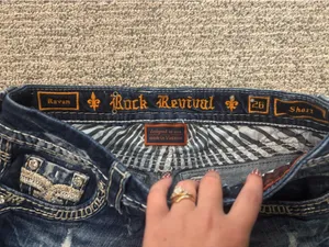 Rock Revival Raven Dark-Wash Bling Shorts thumbnail 5