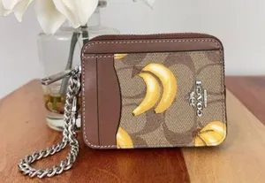 Coach Zip Card Case In Signature Canvas With Banana Print cr833 thumbnail 7