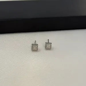 5mm Geometric Square CZ Stud Earrings for Men Women Streetwear Punk Hip Hop Unisex Style thumbnail 3