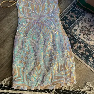 Lucy in the Sky Starstruck Strappy Dress in Nude Iridescence size small thumbnail 2