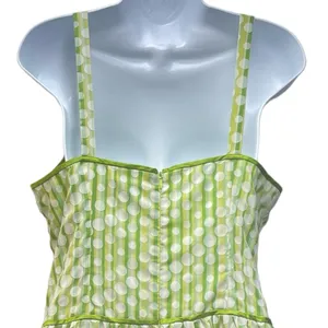Amanda Lane‎ Retro Lime Green Polka Dot Summer Dress Size 10 thumbnail 5