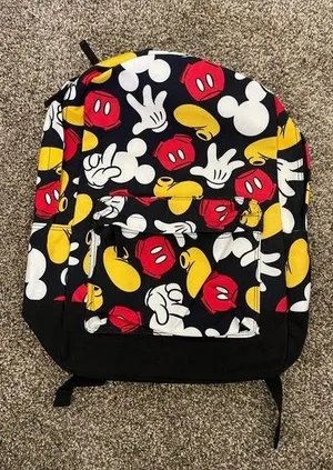 NWOT Disney Store Parks Mickey Mouse Laptop Backpack Navy Blue Black Red Yellow thumbnail 1