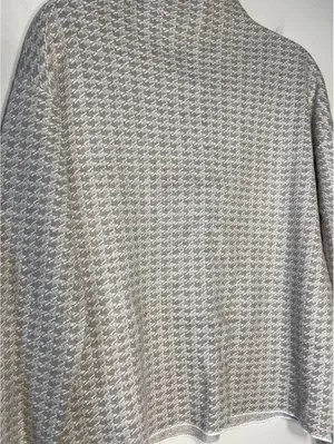 Houndstooth Mock Neck Sweater Neutral Academia Normcore M thumbnail 3