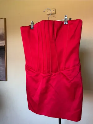 House of CB Laila Red Satin Strapless Hourglass Cocktail Mini dress Size M NWOT thumbnail 11