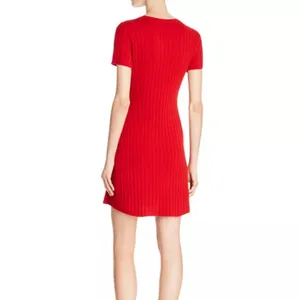 Theory 100% cashmere and wool red pullover sweater mini dress thumbnail 2