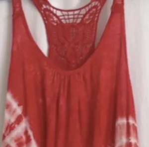 Love Notes Boho Coral Red Tie-Dye Tank Top thumbnail 6