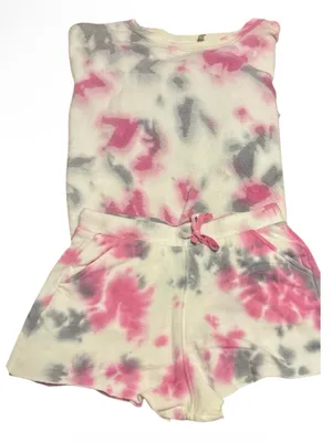 Free People Kelly Washed Tie Dye Two Piece Set Pink Grey Small EUC thumbnail 1