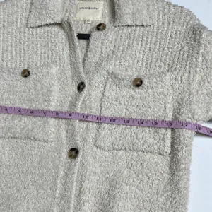 Thread & Supply Sherpa Button Front Small Cream Brazilian Sand Teddy Shacket thumbnail 5