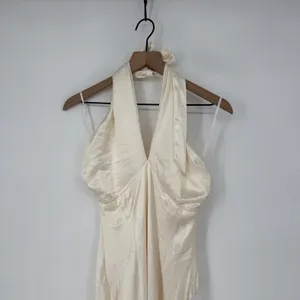 Lulus Ivory Halter Maxi Dress Formal Gown Sleeveless‎ Evening Party Size M thumbnail 5