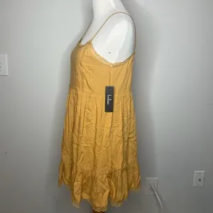 Lulu's- My Sweet One Golden Yellow Lace Babydoll Mini Dress thumbnail 2
