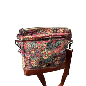 Baosha Floral Paisley Canvas Messenger Bag Brown Faux Leather Crossbody Satchel thumbnail 13