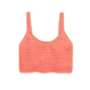 Aerie Summer Nights Tank Crochet Crop Top Women Small Coral Boho Coastal Beach‎ thumbnail 3