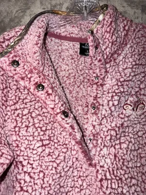 Realtree by Colosseum Pink Sherpa Snap-Up Pullover Fleece Jacket Size L thumbnail 5