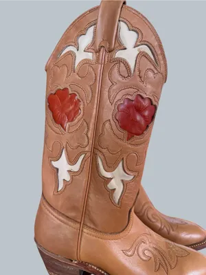 Texas Vintage Women's Mid Calf Western Cowgirl Boot Size 5.5 #267024 thumbnail 2