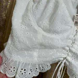 West of Melrose White Eyelet Lace‎ Up Corset Top XL NWT thumbnail 3
