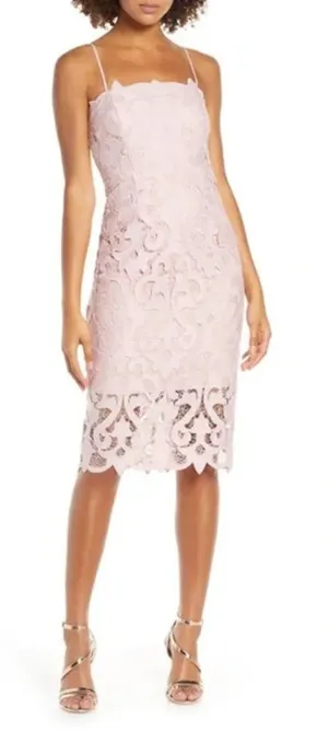 NWT Bardot Lina Lace Sheath Cocktail Dress Pink Rose Size 6/S thumbnail 1