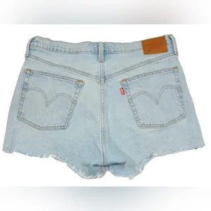 Levi's Light Blue Jean Shorts with Frayed Hem thumbnail 5