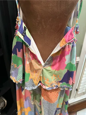 SHEIN Colorful Tiered Maxi Dress – Abstract Print – Adjustable Straps – Size Lar thumbnail 11
