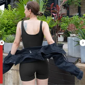 OQQ Size M Square Neck Athletic Romper Black‎ Ribbed Sporty Closet Staple Basic thumbnail 6