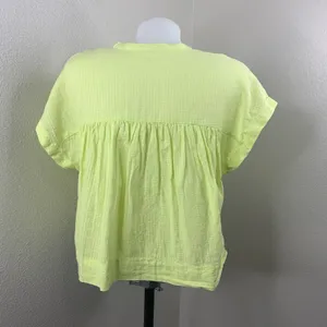 MOTHER Neon Yellow/green The Pop Your Top Street Lights Shirt Button Sz S thumbnail 6