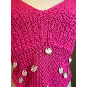 Pink Crochet crop top festival boho fairy NWT y2k costume retro hippie bohemian thumbnail 2
