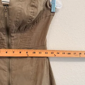 Anthropologie‎ Zip-Front Corset Midi Dress Womens XS Smocked Back Halter Olive thumbnail 17