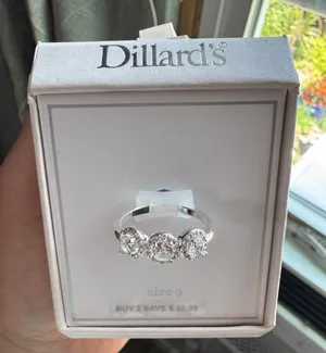 Dillards Elegant Silver Ring with Clear Stones thumbnail 1