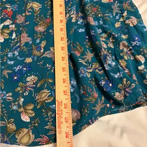 Umgee Teal Floral Sleeveless Boho Tunic Top Tie Neck Size M thumbnail 6