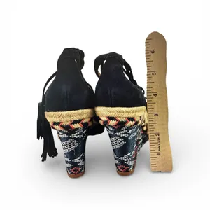 Cabi 6001 Women's US 6 Medium Navy Isla Wedge Ikat Suede Ankle Tie Sandals thumbnail 10