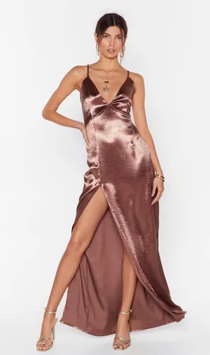 Nasty Gal Look At You Satin Maxi Dress thumbnail 1