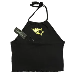 Black Halter Top Cropped Black Halter Y2K Star Halter Neck thumbnail 2