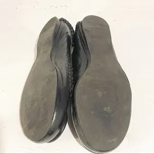 Tory Burch 6.5‎ Medallion Black Leather Rubber Sole Flats thumbnail 7
