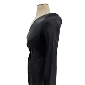 NBD Senia‎ One Shoulder Faux Leather Mini Dress Black Long Sleeve XXS NWT thumbnail 7