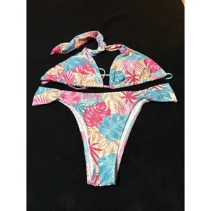 Womens Coral Floral 2 PC Bikini SZ L Top & Bottom Swimsuit thumbnail 2