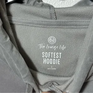 SO The Lounge Life Softest Hoodie Fleece Gray Cropped‎ Size Small. thumbnail 3