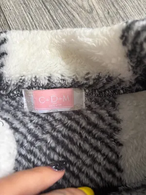 C+D+M Black & White Plaid Flannel Pattern Fuzzy Fleece Feel Winter Jacket Womens thumbnail 3