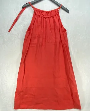 Tommy Bahama womens S Linen‎ Dress Sleeveless Coral Halter Neck Casual Sundress thumbnail 1