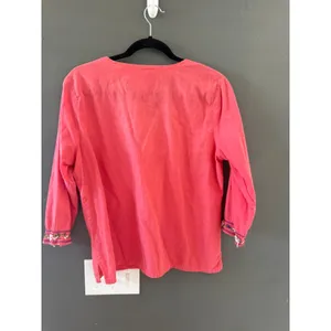 Krazy Kat Womens Coral Pink Embroidered Beaded Fairy 3/4 Sleeve‎ Cotton Tunic L thumbnail 4