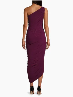 Norma Kamali Diana Ruched One-Shoulder Gown in Plum S thumbnail 4