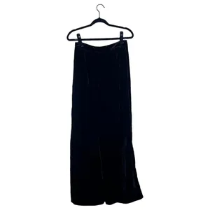 Anthropologie‎ Velvet Solid Wide Leg Pants Black Goth Elegant Size 4 thumbnail 5