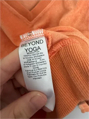 Beyond Yoga Tropez Orange V Neck Terry Pullover Small thumbnail 6