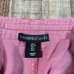 Sincerely Jules Cargo Pants Womens L Dusty Rose Linen Look Drawstring Wide Leg thumbnail 5